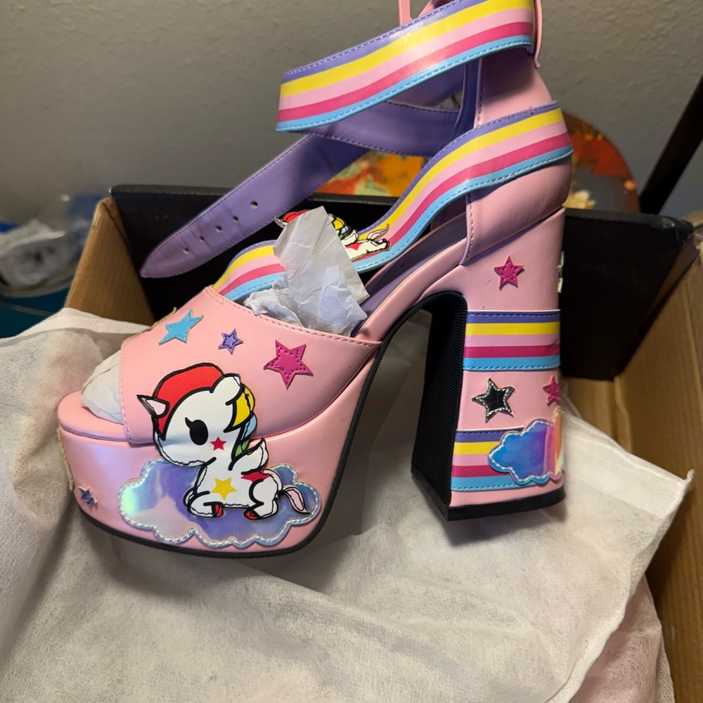 NWT Dolls Kill X Tokidoki Rainbow palace Stellina unicorn platform sandals